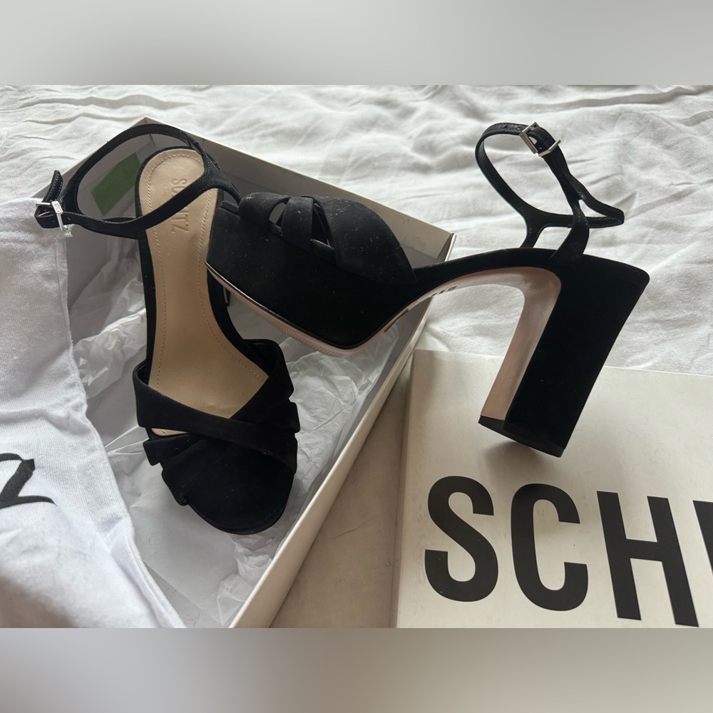 Black Suede Schutz Keefa Platform Heel